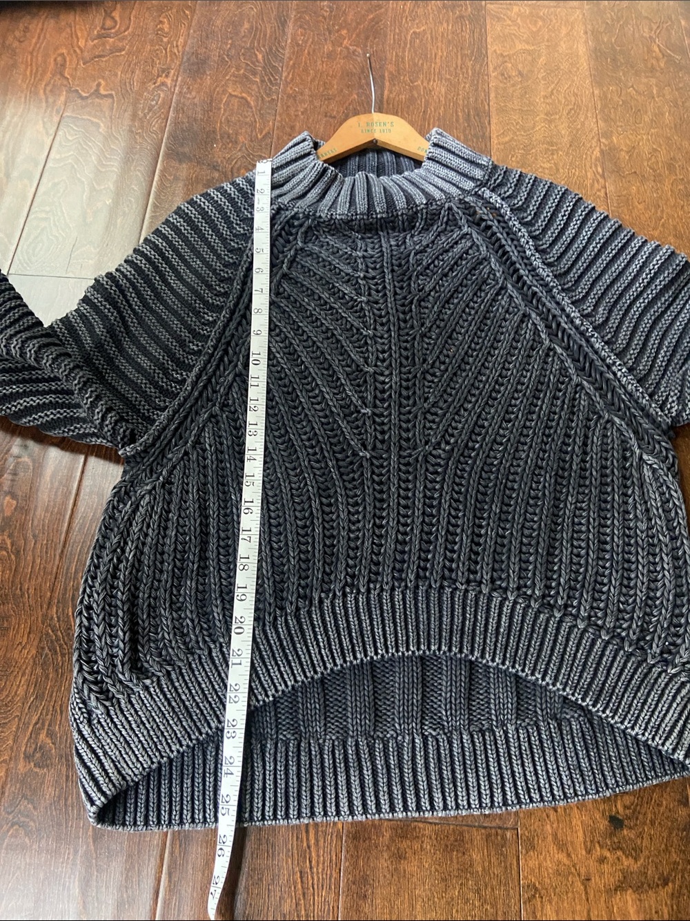 Free People Sweetheart Rib Chunky Mock Neck Sweater Black Washed Cotton M - Picture 6 of 7
